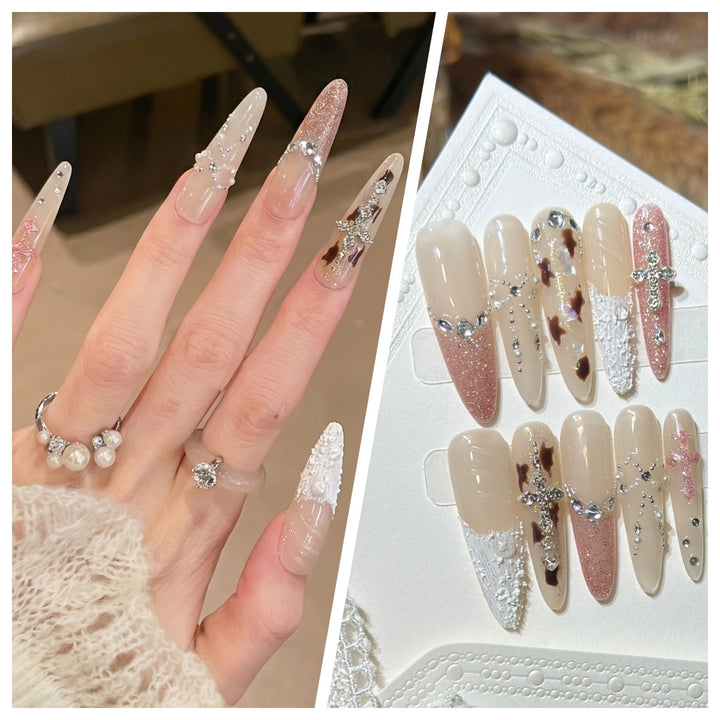 Artistic Stiletto Press-On Nail Set with Charming Patterns Kalsten