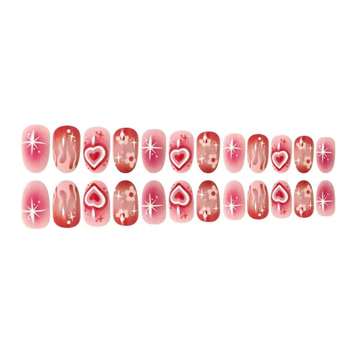 Artificial nail set with romantic heart design and sparkling accents Kalsten