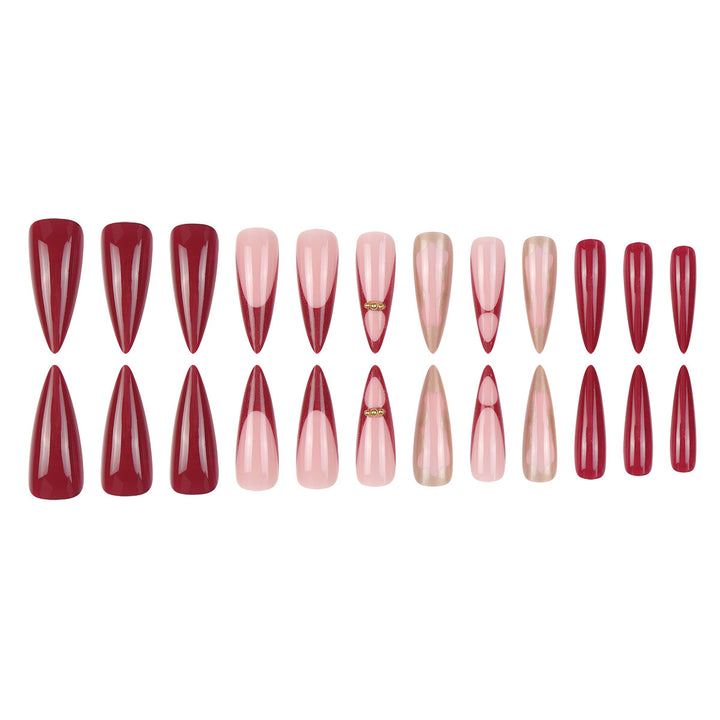 Gradient Stiletto Press-On Nails with Gold Accents Kalsten