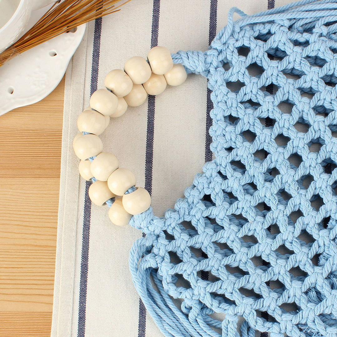 Macrame Handbag with Wooden Handles Kalsten