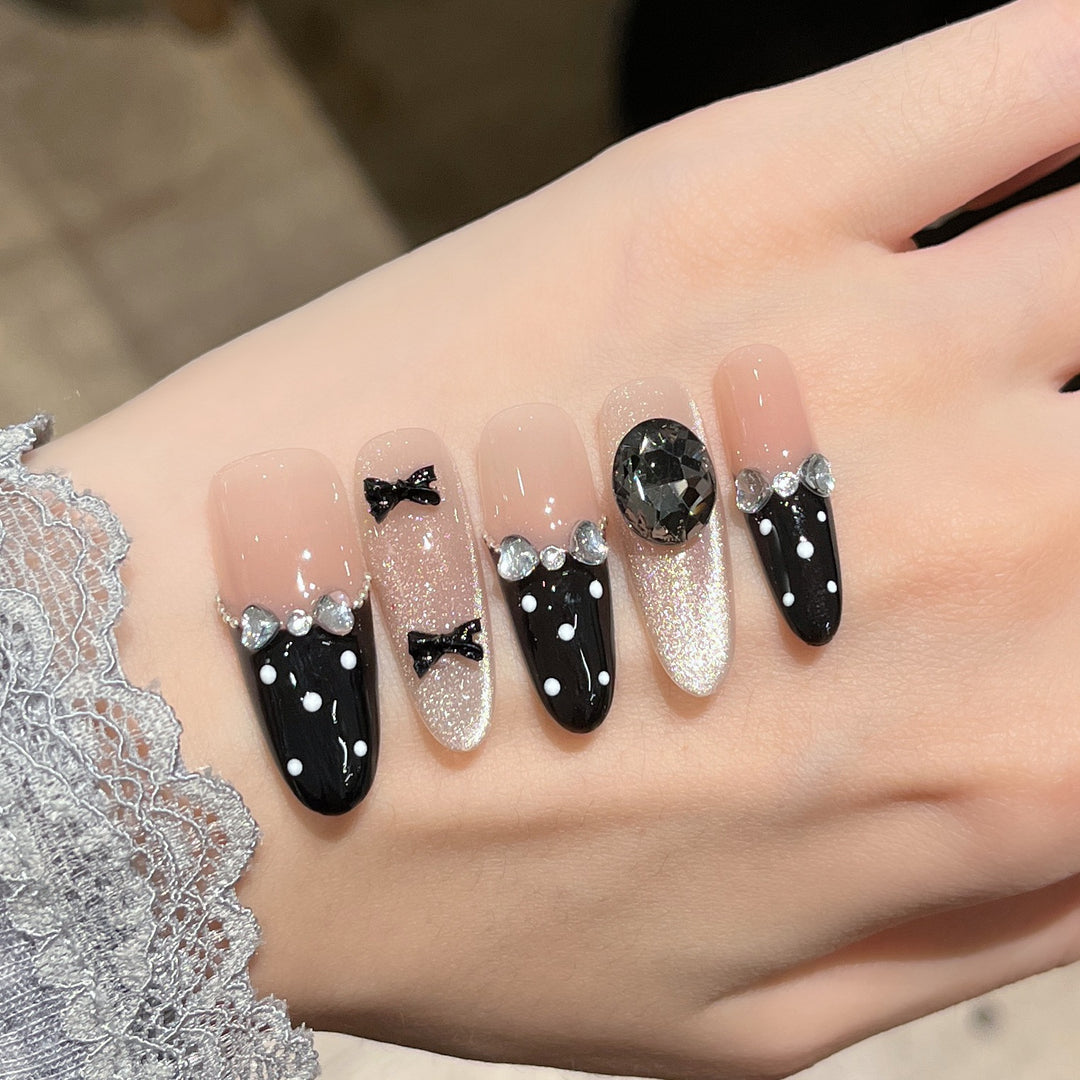 Decorative Rhinestone-Embellished Press-On Nail Extensions Kalsten
