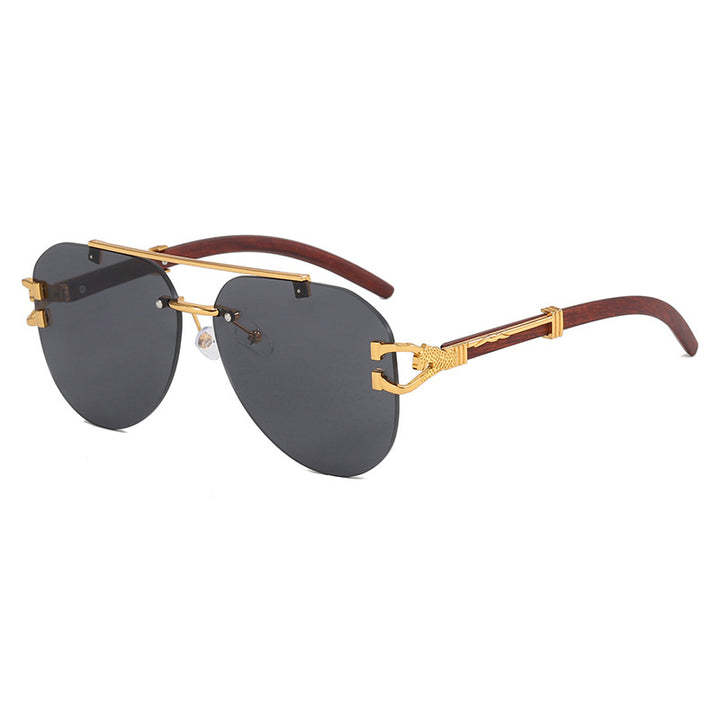 Ladies fashionable pilot sunglasses with luxurious metal accents and wood details Kalsten