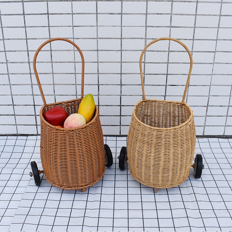 Decorative Woven Rolling Storage Basket Kalsten