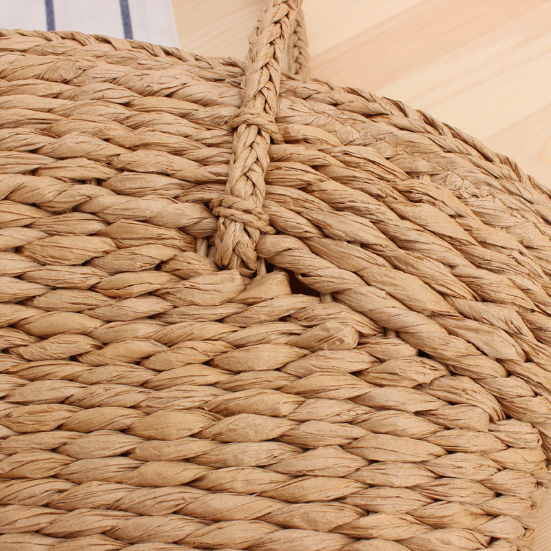 Braided Beach Bag Made of Natural Bast with Sturdy Handles Kalsten