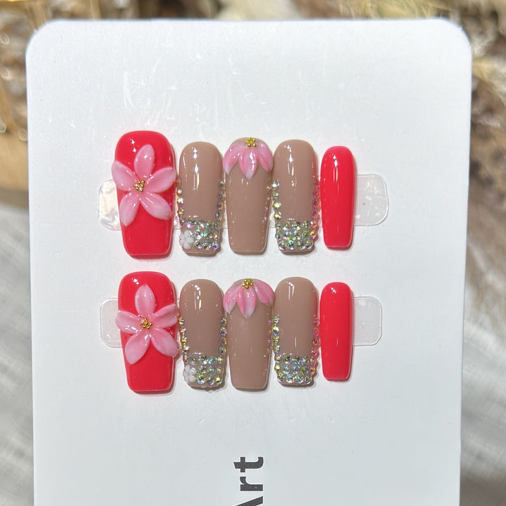 Decorative Floral Press-On Nail Art Set Kalsten 1788224002