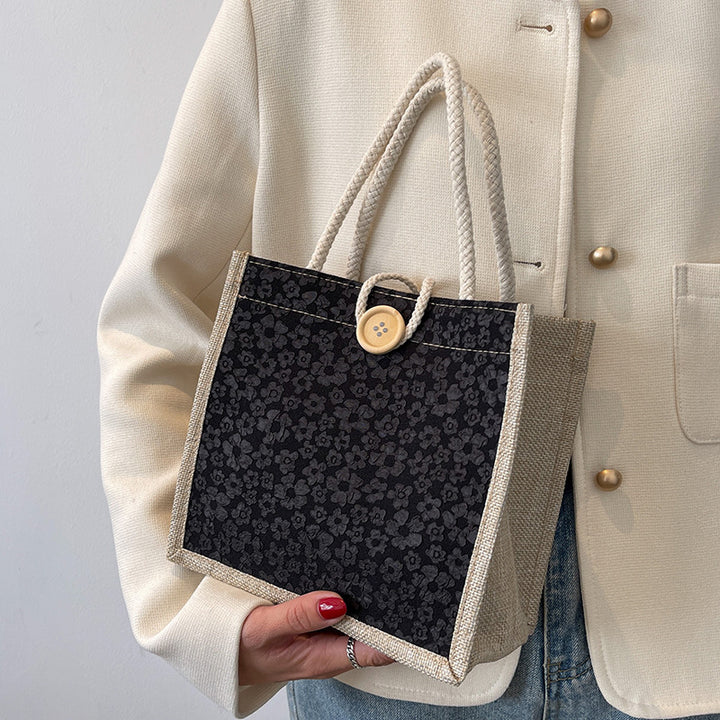 Floral Print Handheld Tote Bag