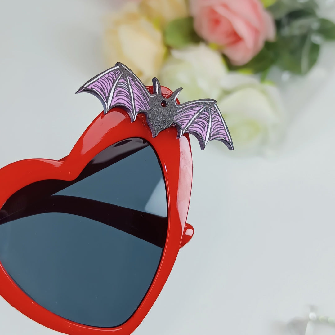 Heart-Shaped Sunglasses with Bat Accents Kalsten