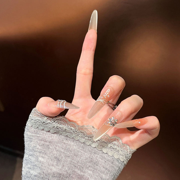 Elegant Stiletto Press-On Nail Extensions with Rhinestones Kalsten