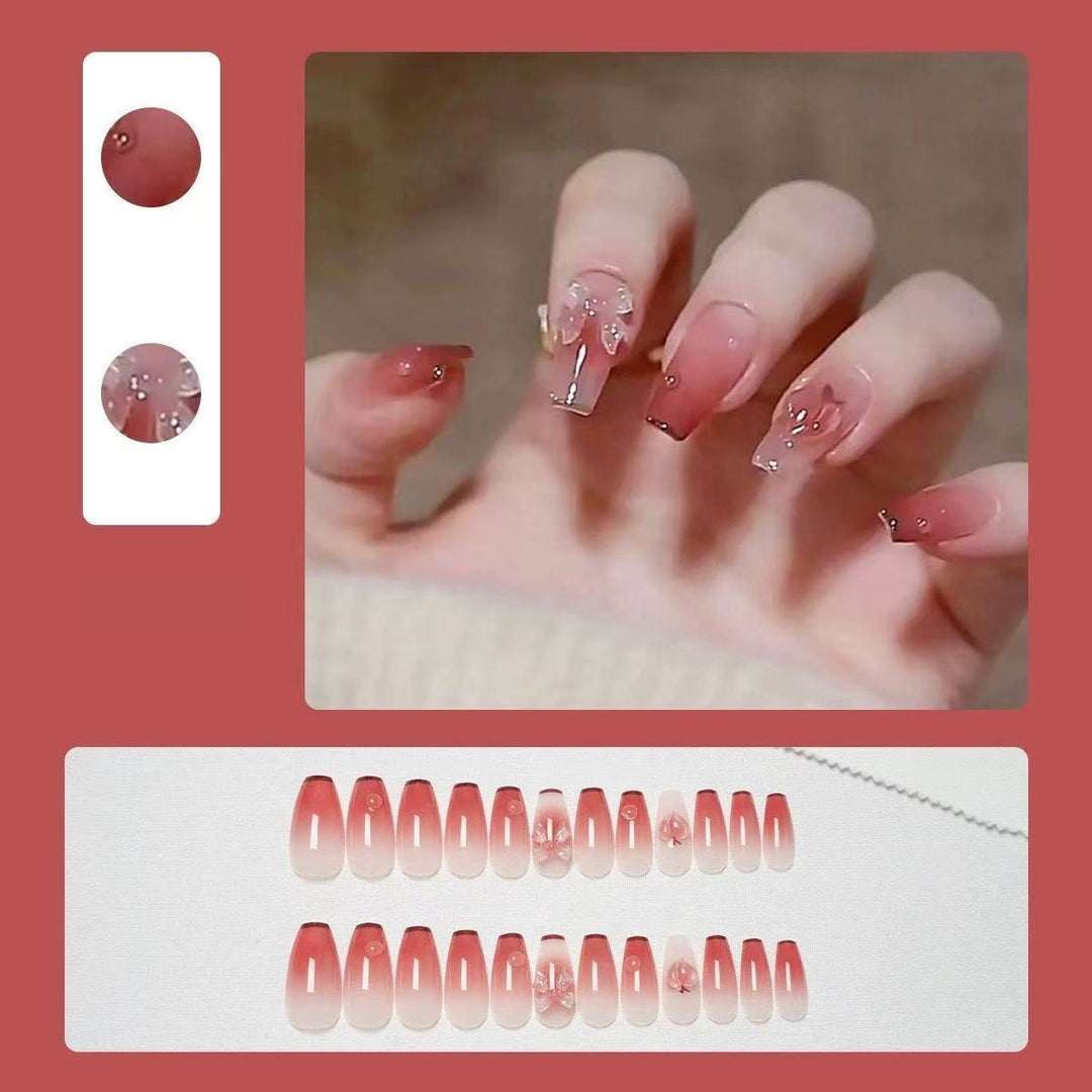 Trendy Artificial Nails with Flower and Glitter Elements Kalsten