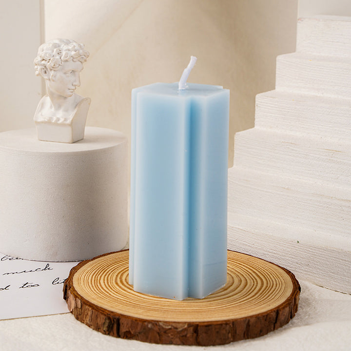Hand-Poured Geometric Fluted Pillar Candle