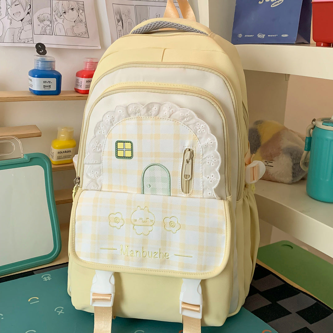 Cute Decorative Checkered School Backpack Kalsten