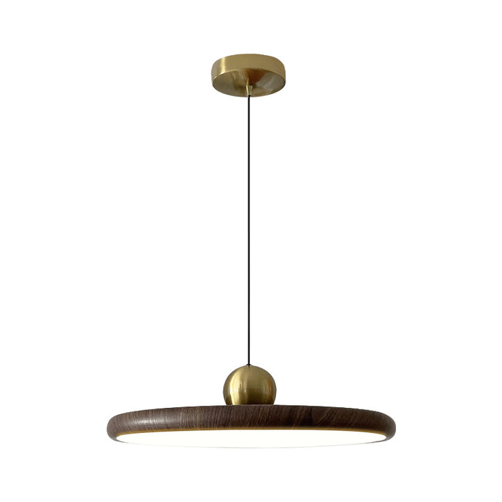 Contemporary Wood and Brass Pendant Light