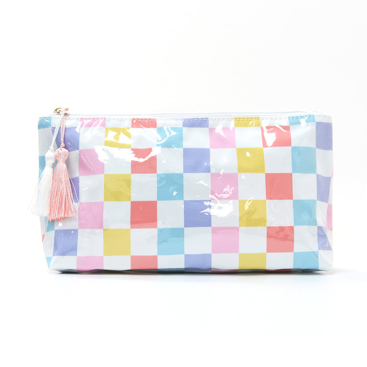 Cosmetic pouch with colorful check pattern Kalsten