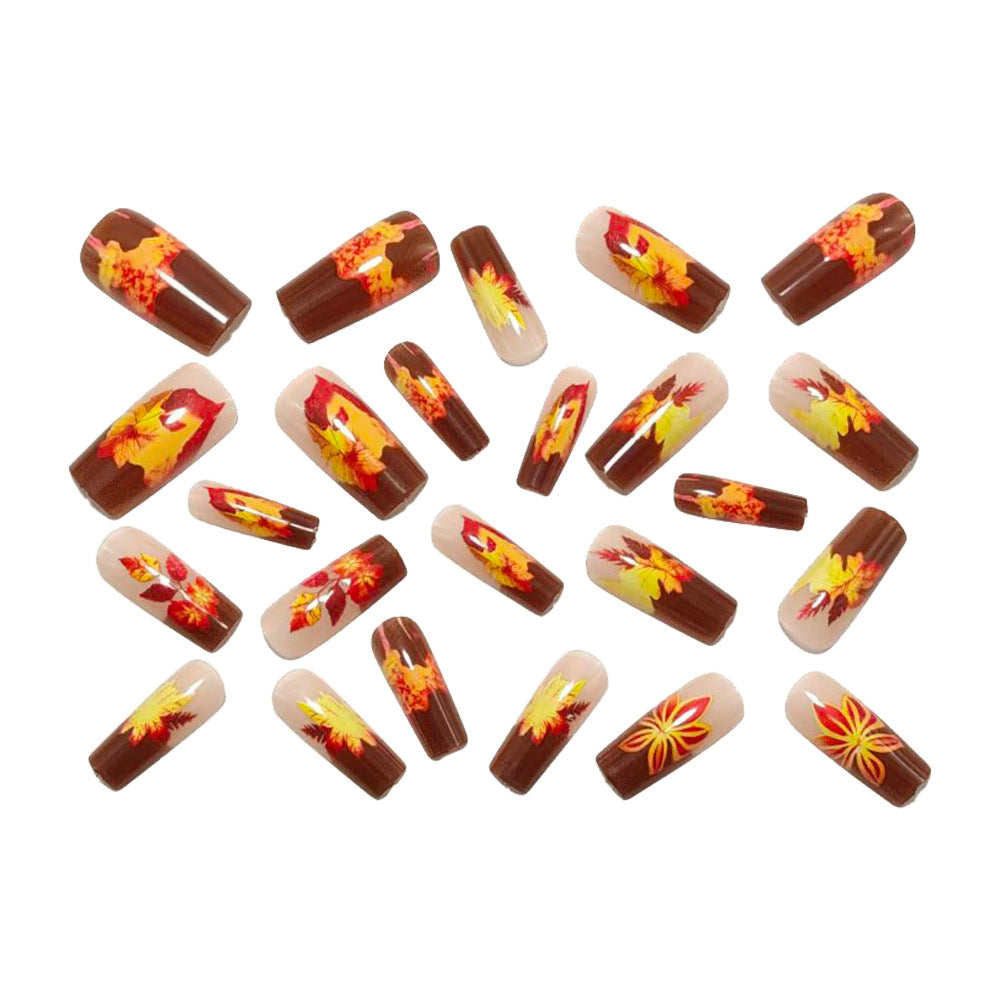 Artificial nails in elegant autumn design with leaf motifs Kalsten