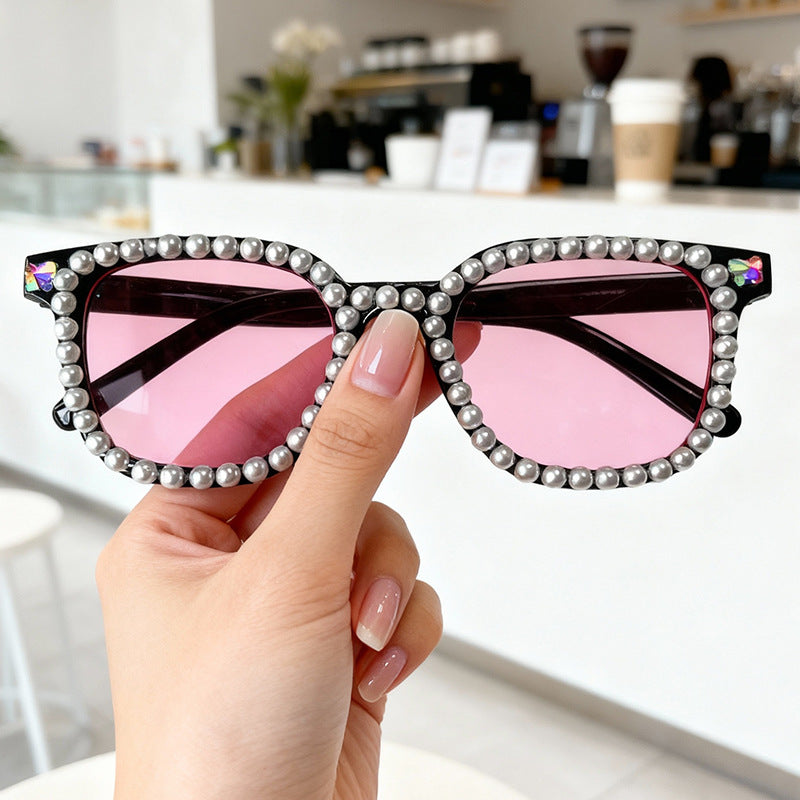 Luxury Pearl-Embellished Cat-Eye Sunglasses Kalsten