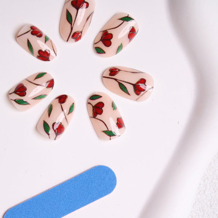 Floral-Designed Press-On Nails Kalsten