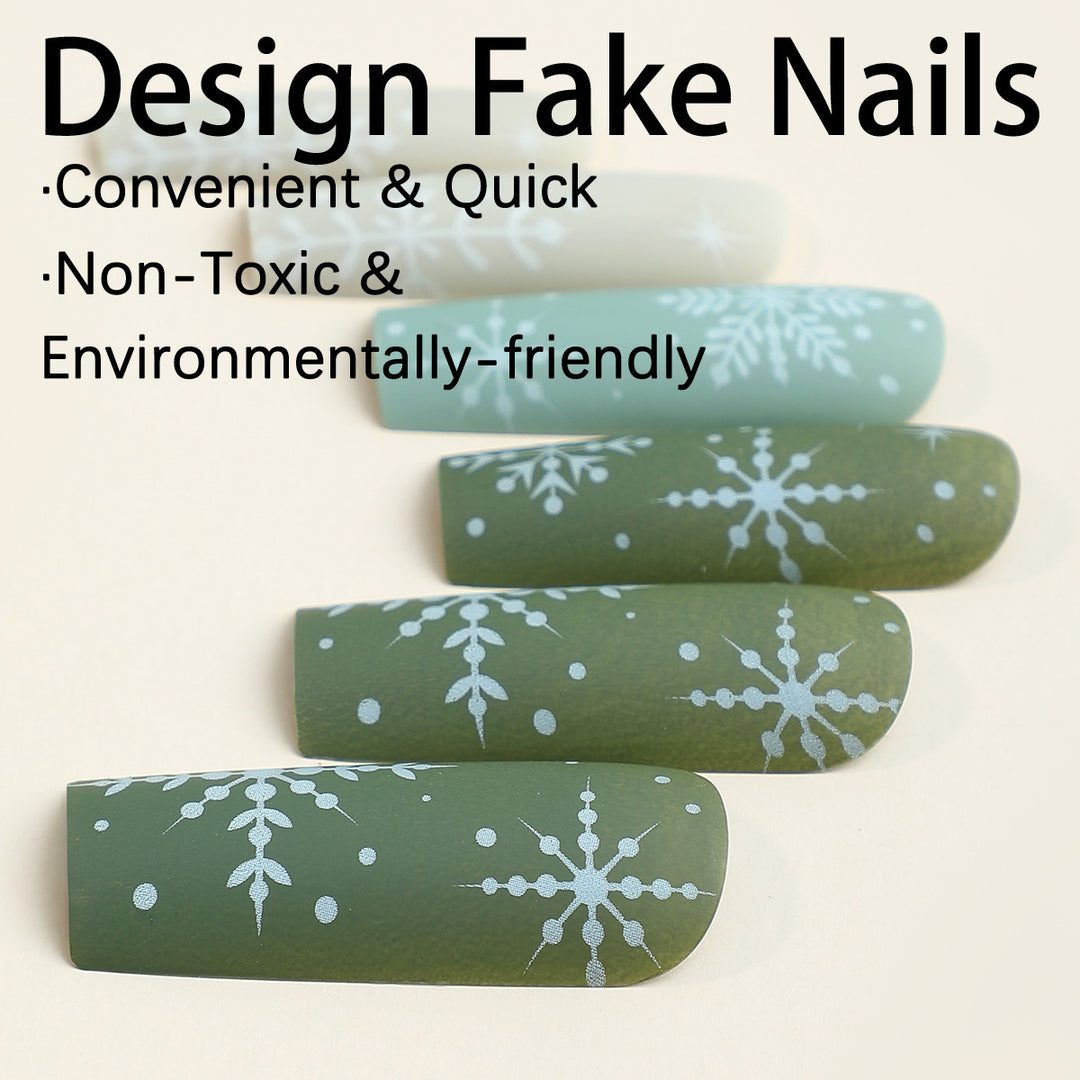 Artificial nail set with wintry snow motif Kalsten