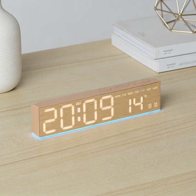 Digital alarm clock with wood look and temperature display Kalsten