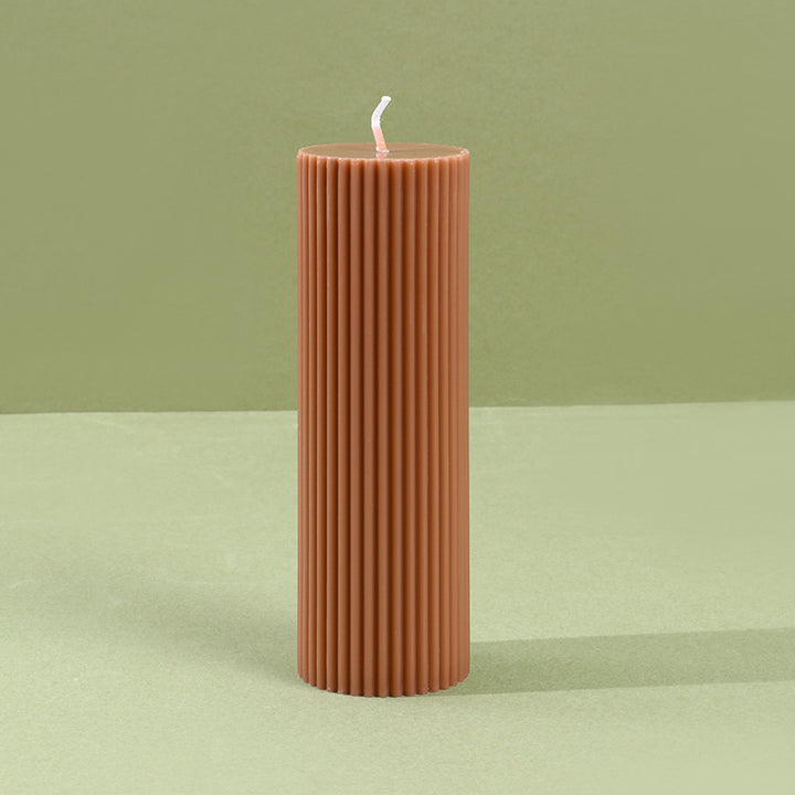 Decorative Tall Ribbed Column Candle for Home Ambience