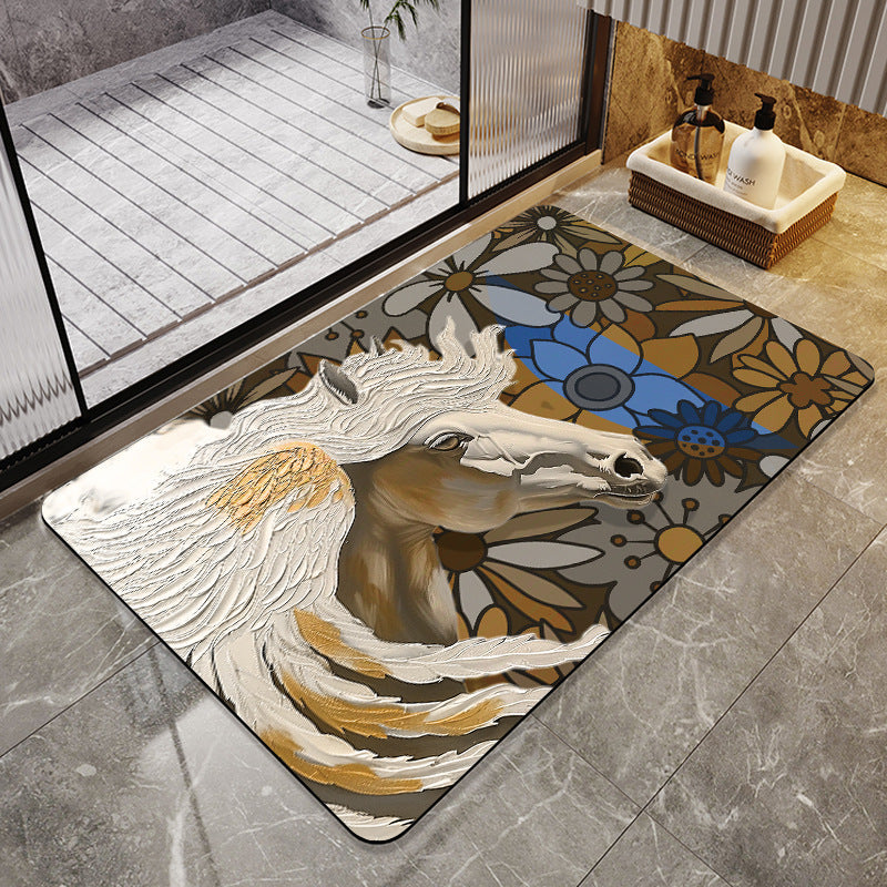 Artistic Horse-Themed Bath Mat Kalsten