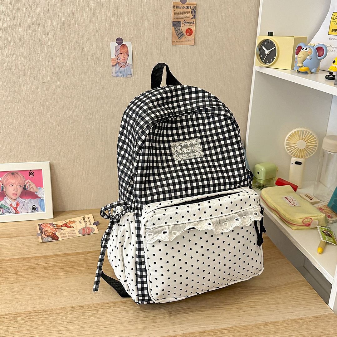 Stylish Gingham Patterned Backpack Kalsten