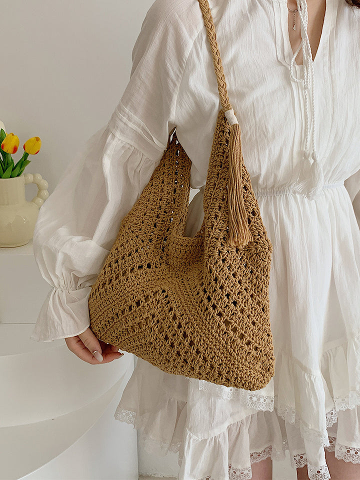 Hand-knotted beach bag with tassels Kalsten