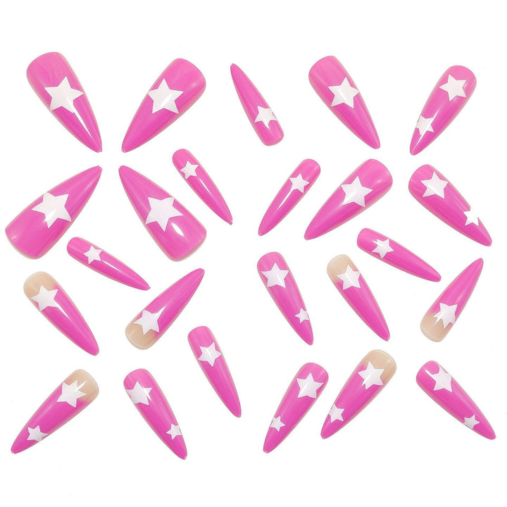 Artificial nails in elegant pointed design with star motifs Kalsten