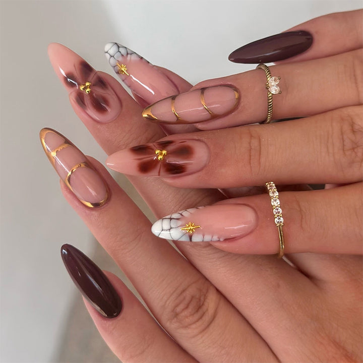 Decorative Floral Press-On Nail Art Set kalsten