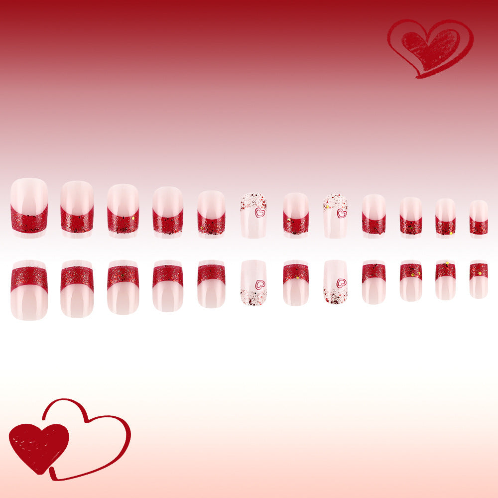 Romantic Glittery Press-On Nail Art Set Kalsten