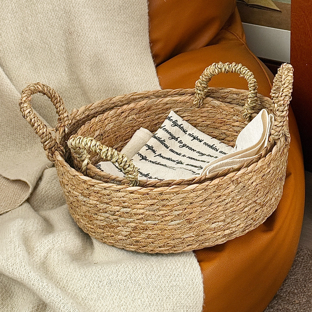 Handwoven storage basket with handles Kalsten