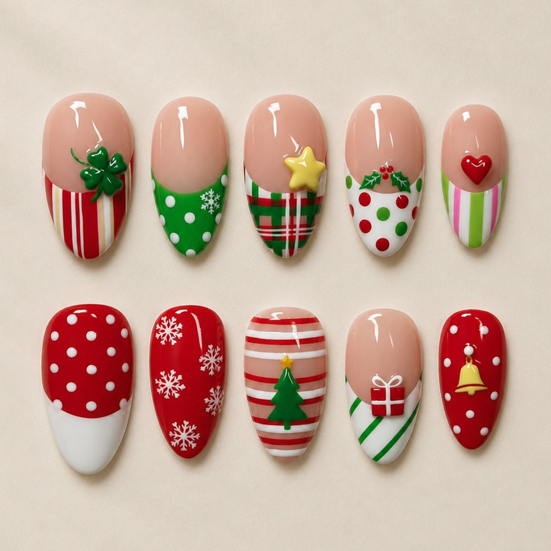 Festive artificial nails with Christmas motifs Kalsten