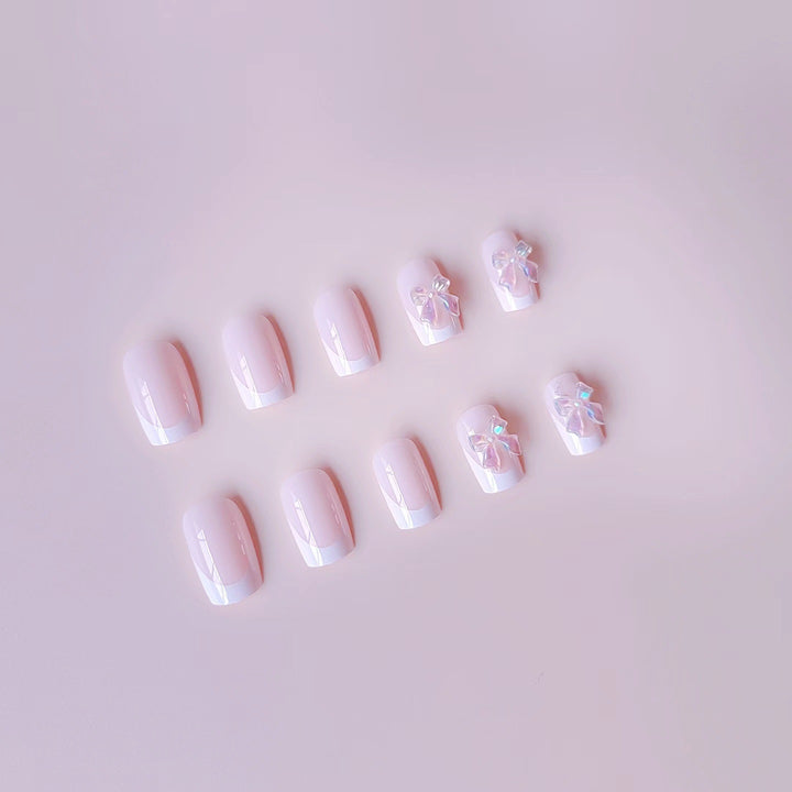 Acrylic nail set with elegant French tips and 3D details Kalsten