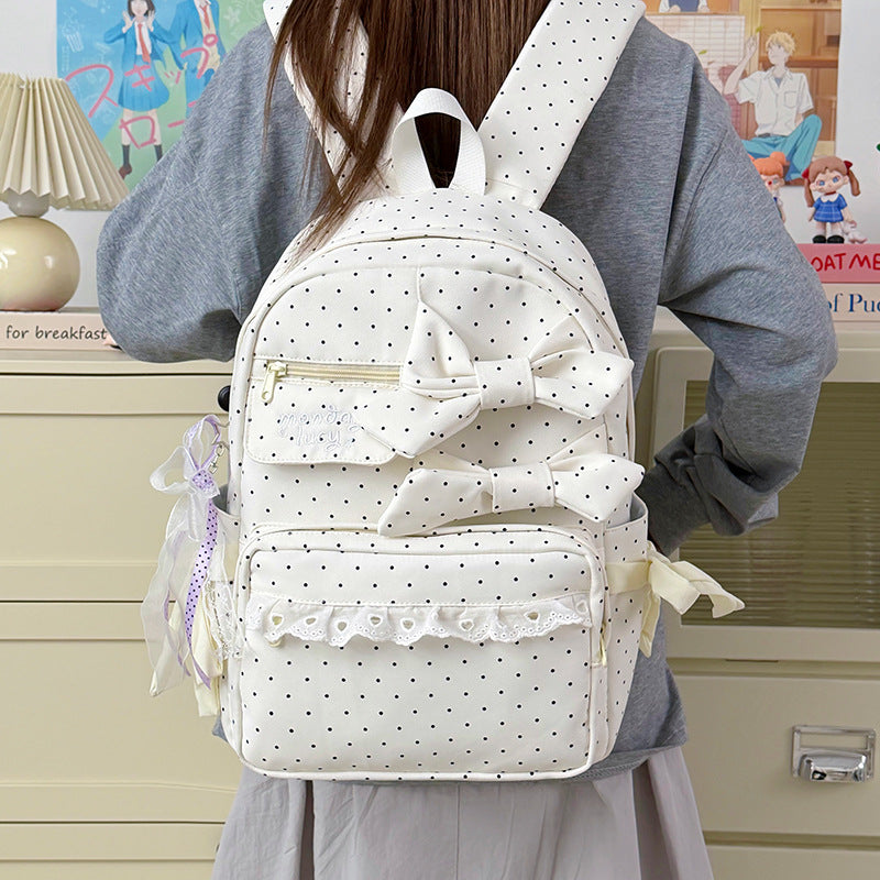Backpack with Playful Bows and Practical Storage Solutions Kalsten