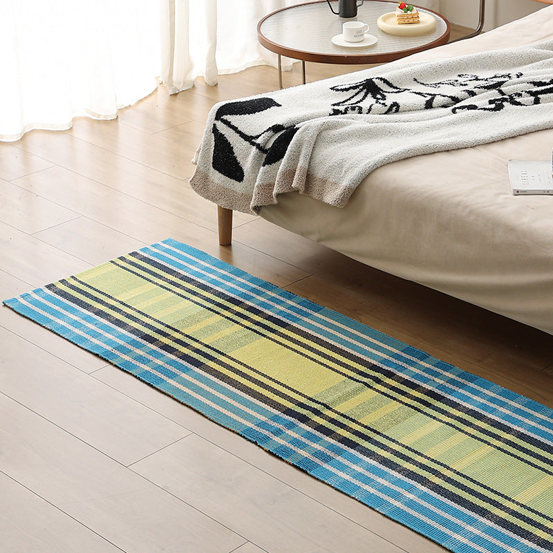 Flat woven bed runner and carpet runner with vibrant checked design Kalsten