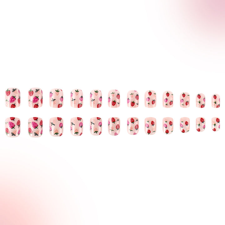 Strawberry-Themed Press-On Nail Art Kalsten