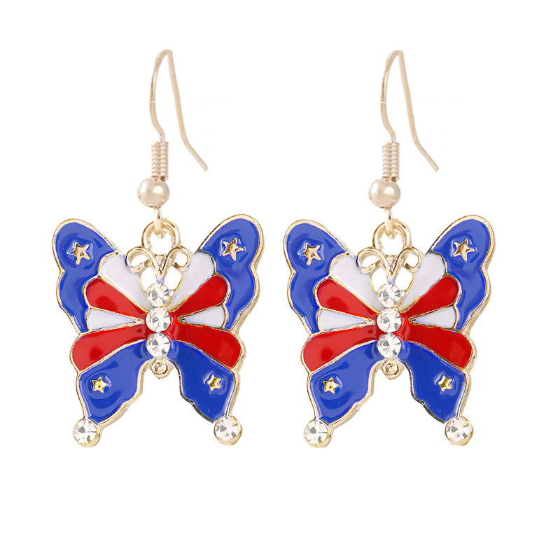 Ladies enamel earrings horseshoe with star stripe motif Kalsten
