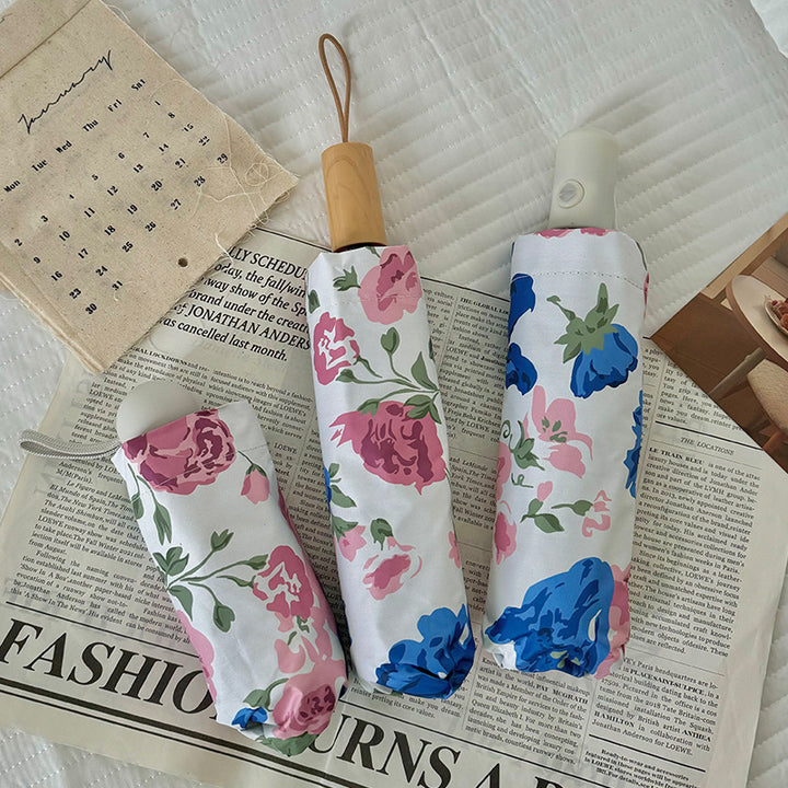 Women's Folding Umbrella with High-Quality Floral Design Kalsten