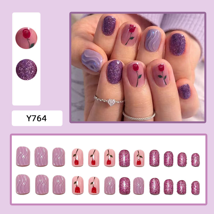 Elegant Artificial Nails with Botanical Designs Kalsten