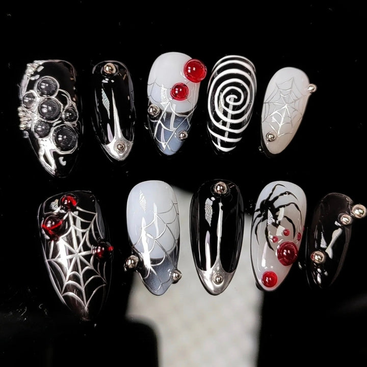Gothic-Themed Press-On Nail Art