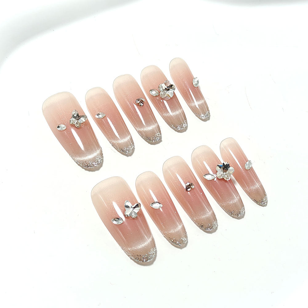 Glamorous artificial nails with rhinestone decorations Kalsten