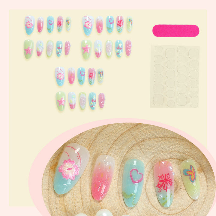 Creative Tropical-Inspired Press-On Nail Art Set kalsten