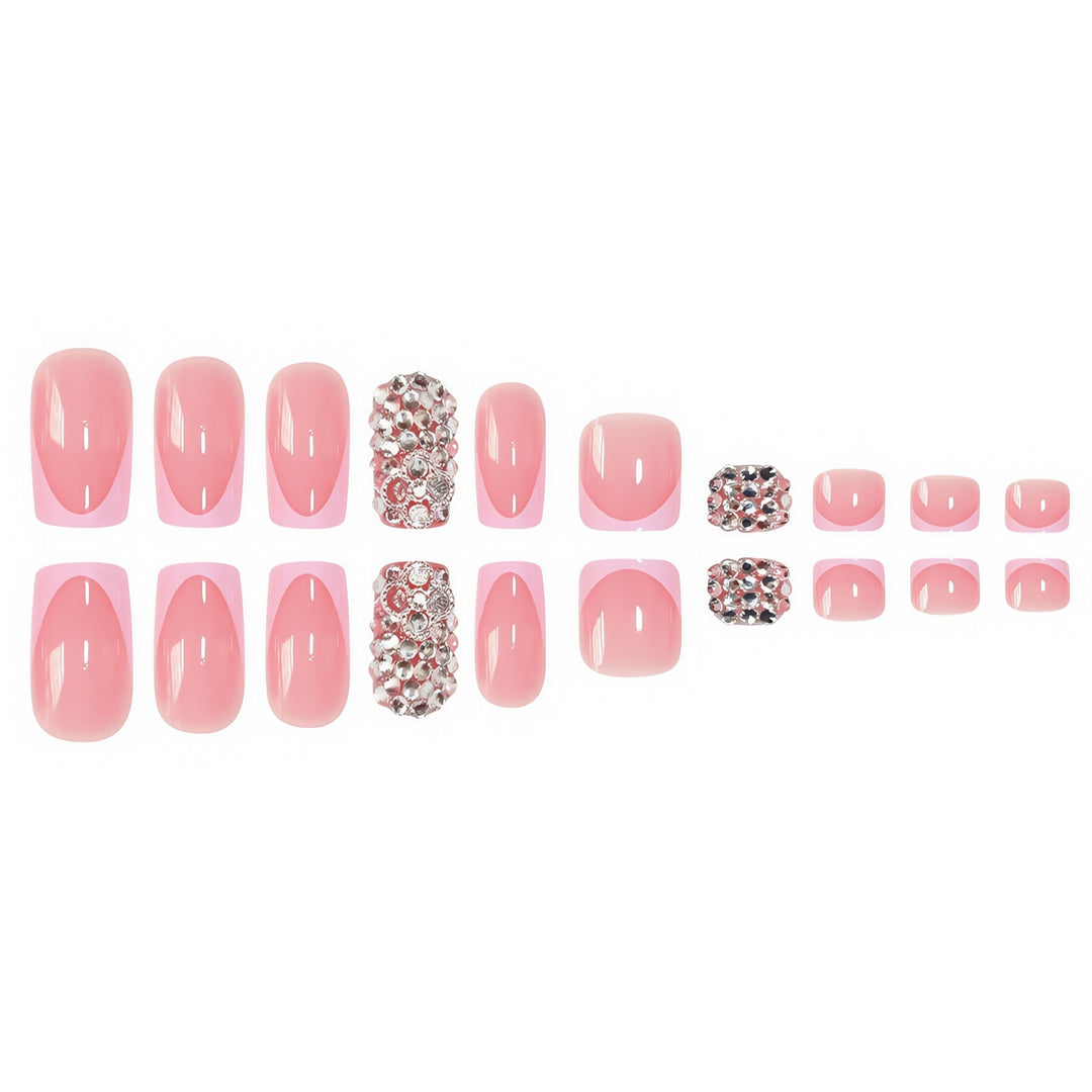 Elegant Press-On Nail Set with Rhinestone Accents Kalsten