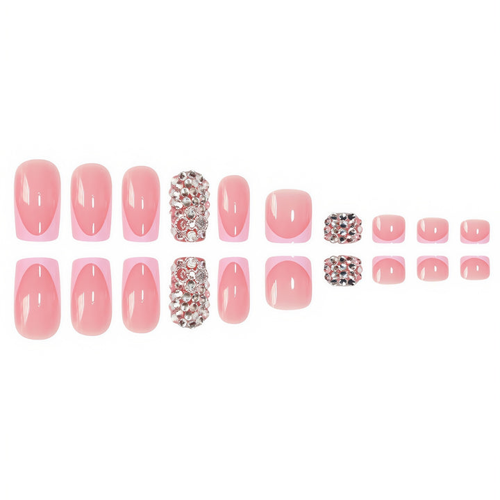Elegant Press-On Nail Set with Rhinestone Accents Kalsten