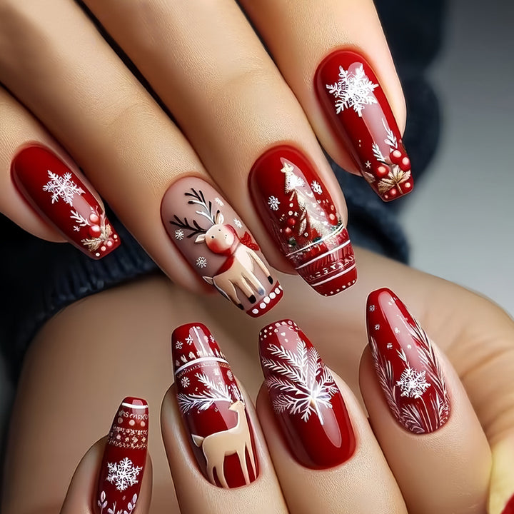 Festive Holiday Themed Press-On Nail Art Kalsten