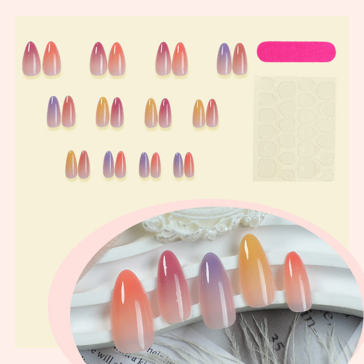 Acrylic nail set with elegant ombre design and high-gloss surface Kalsten