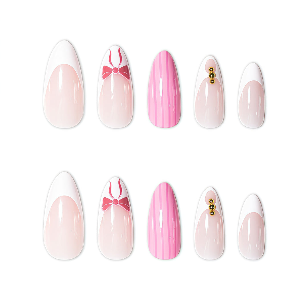Decorative Bow and Pearl Nail Art Extensions Kalsten