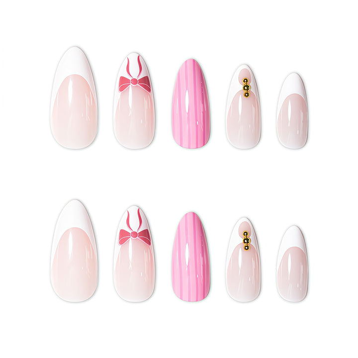 Decorative Bow and Pearl Nail Art Extensions Kalsten
