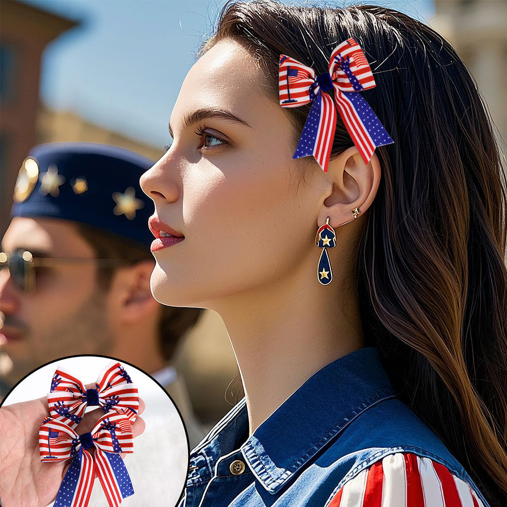 Women's Independence Day mini grosgrain ribbon hair bow with alligator clip Kalsten