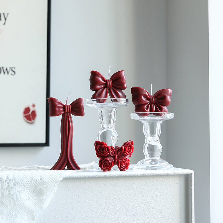 Sculpted Bow-Shaped Decorative Soy Wax Candle with Cotton Wick