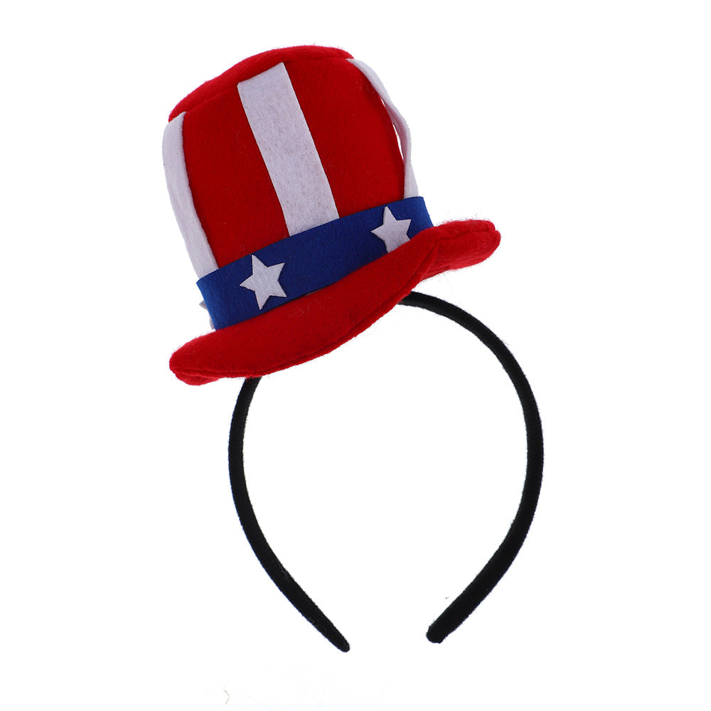 Unisex nan Party hairband with mini top hat and patriotic star ribbon Kalsten